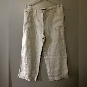 TALBOTS pants - beige 100% linen wide leg ankle length